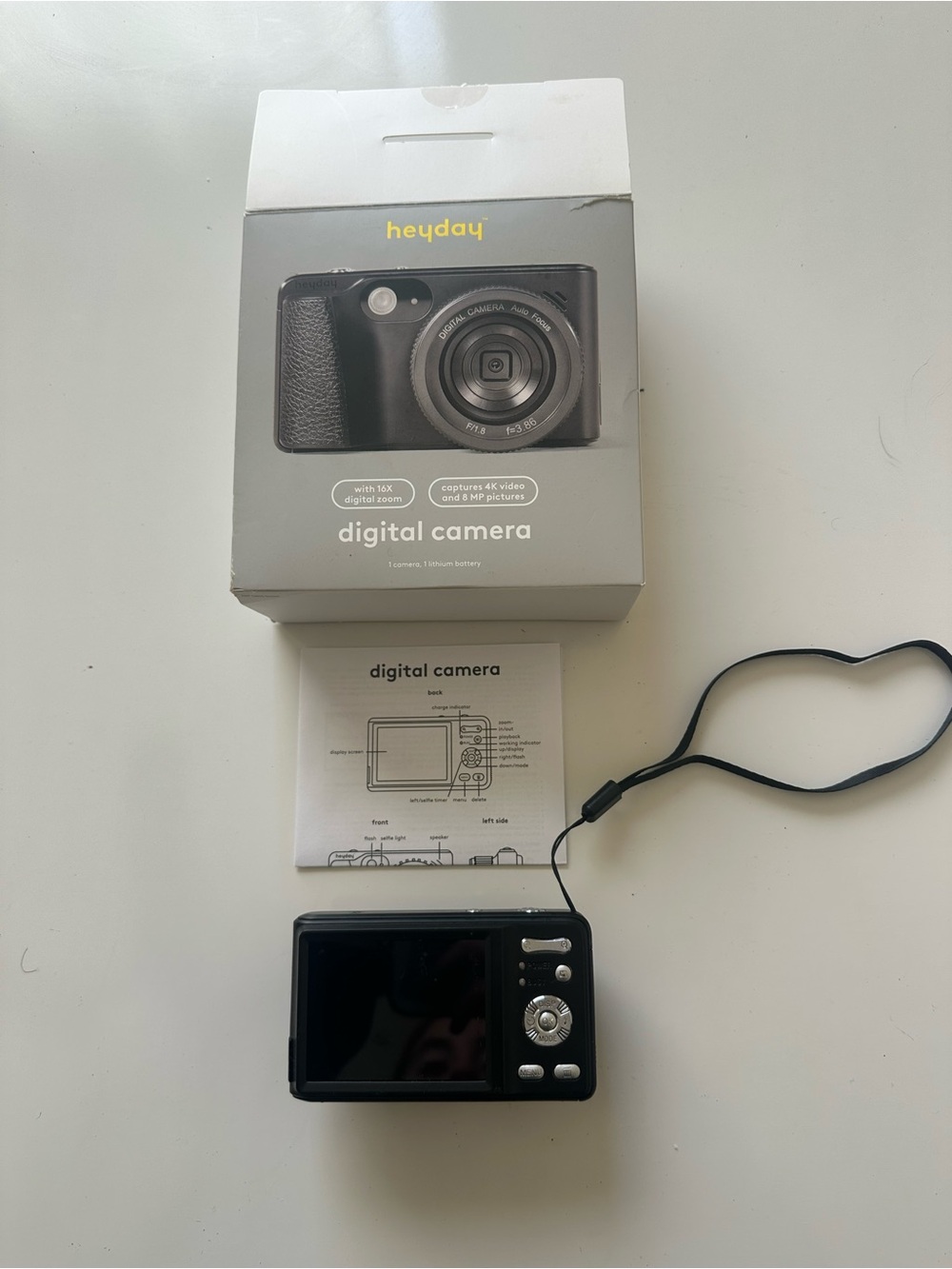 heyday Black Compact Digital Point-and-Shoot Camera with Wrist Strap